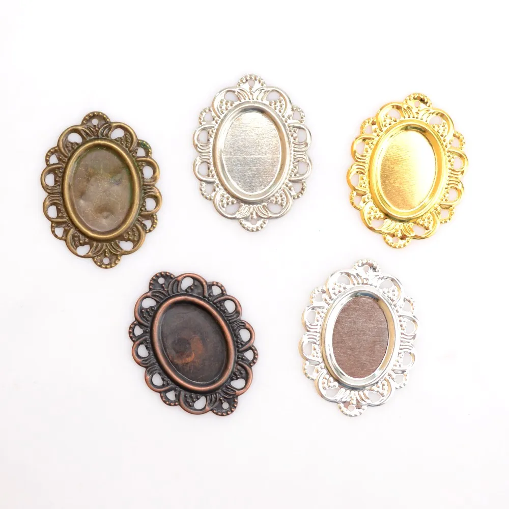 Free shipping 100Pcs Gold Plated Filigree Cabochon Setting Wraps Connectors Crafts Decoration DIY Embellishments 32x24mm J2862