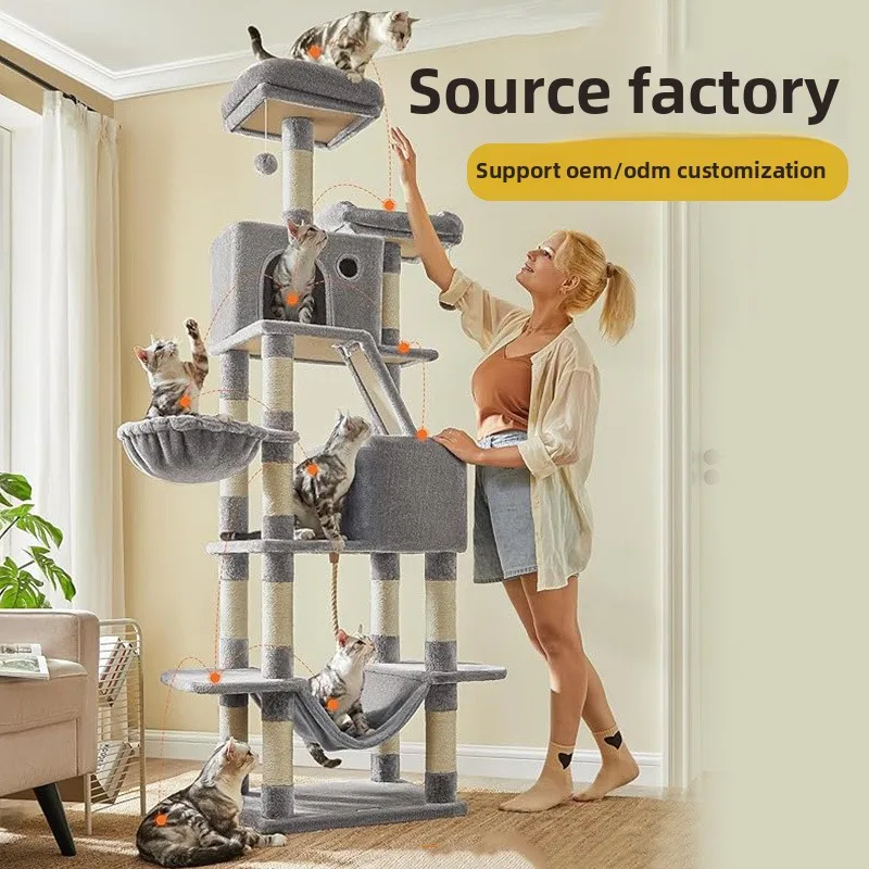 

Large Cat Tree for Big Cats Floor to Ceiling Scratching Post with Perches and Condo for Indoor Cats