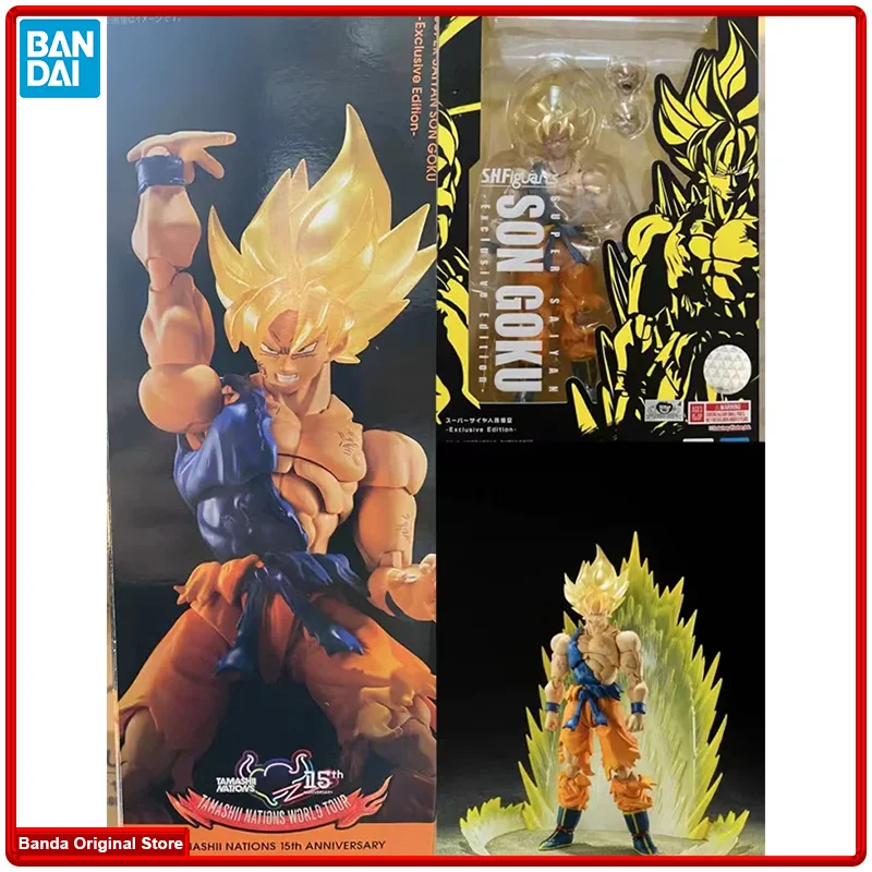 100% Original Bandai S.H.Figuarts SHF Dragon Ball Z Super Saiyan Battle Damaged Sun Goku Exclusive Edition TN15th Anime Toys