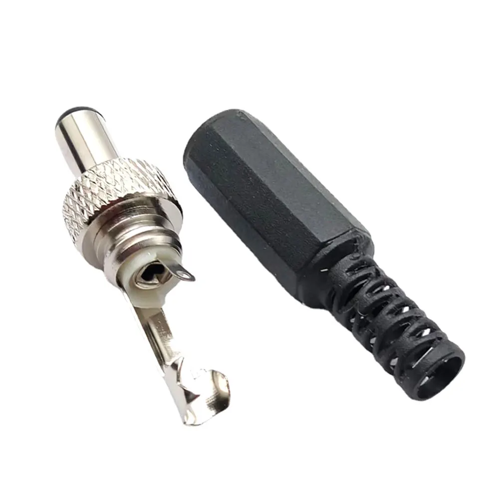 1Pcs Lockable 5.5x2.1/5.5x2.5 mm DC Male Power Plug with Screw Nut Locking Connector Black