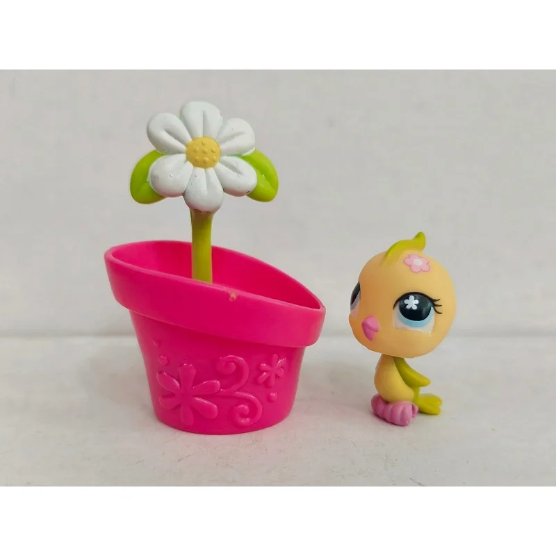 

Фигурка LPS Желто-Зеленая попугай # 595 с цветочным горшком Littlest Pet Shop игрушка