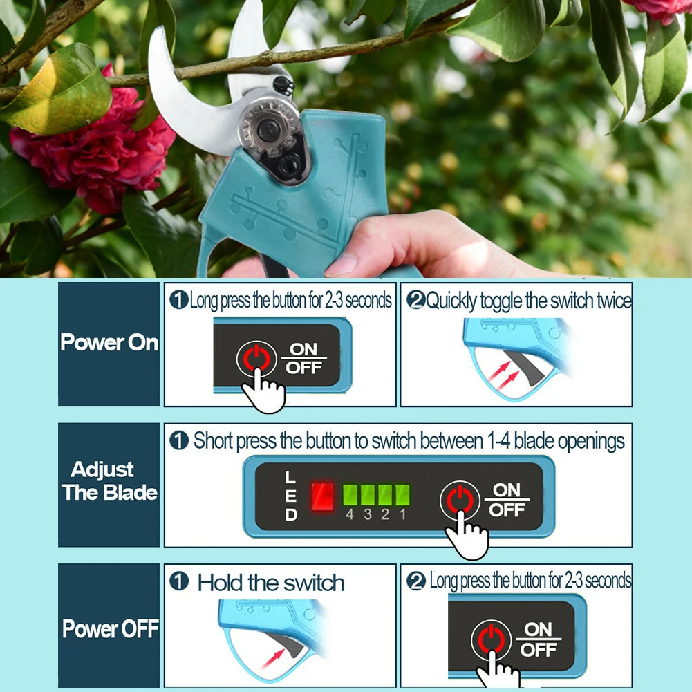 Makita 18V Battery Cordless Electric Pruning Shears 30mm Secateur with 2 Blades for Garden Care