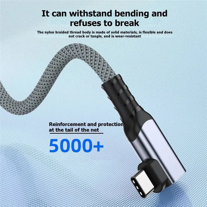 AA87 USB A To Type C VR Cable USB C Data Cable Type C VR Link Cable 90 Degree USB3.0 Fast Charging For Oculus Quest 1/2