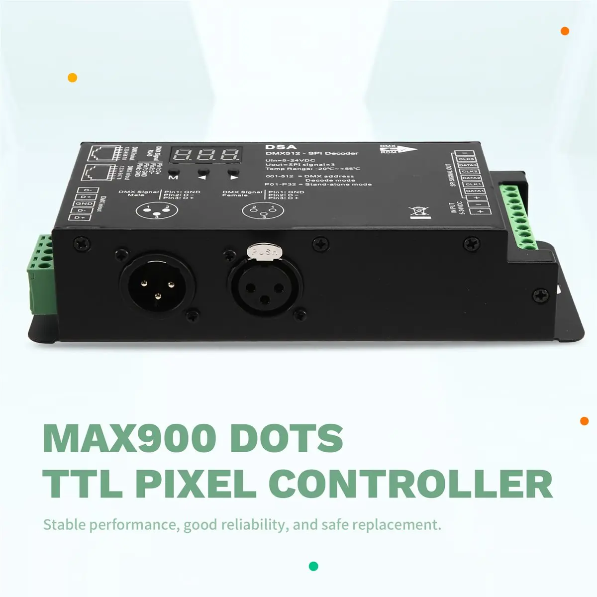 ★♠♥Y823A Hot Sale-Led Pixel DMX512 to SPI Decoder for Converter MAX900 Dots TTL Pixel Controller DC5V-24V