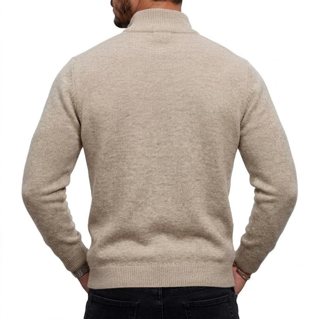 Neuer Herren-Pullover mit Reißverschluss, Slim Fit, Stehkragen, Lässiger Langarm-Strickpullover, Warmes Oberteil für den Winter, Strickbekleidung – Detail 6