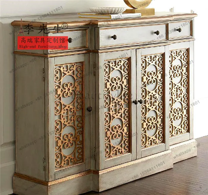 

American porch table foyer cabinet partition solid wood retro corridor cabinet