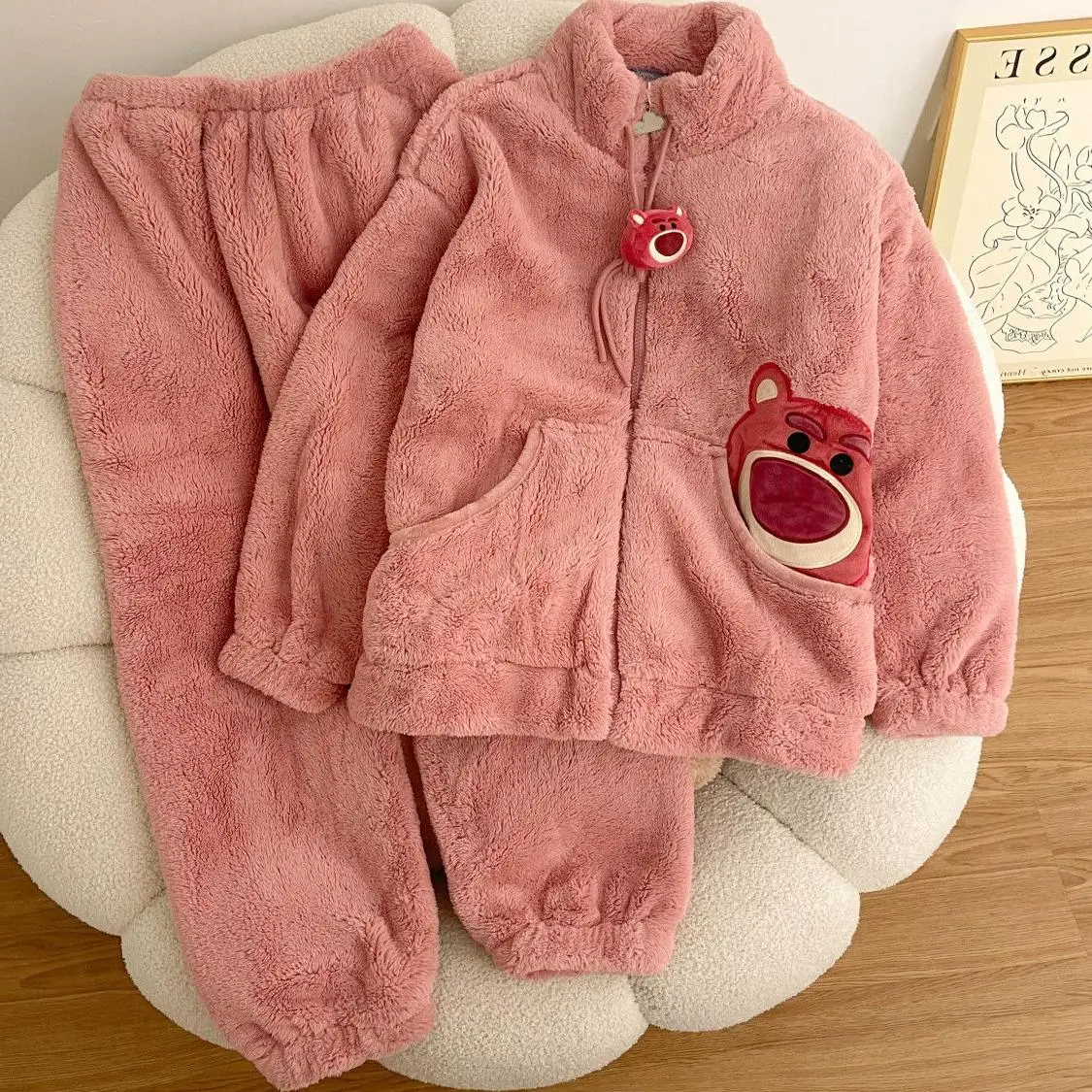 

plus Size 300 Pou Cartoon Fce Lined Spwear Pantsuit Korean Sle Casual Home Wear Two Piece Set for Women