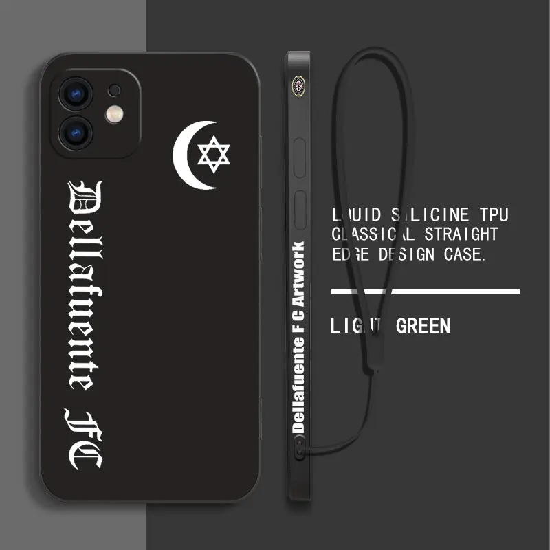 Dellafuente F C Artwork Phone Case For iPhone 15 14 13 12 11 Pro Max Mini X XR XS SE 2020 8 7 Plus 6S Plus Silicone With Lanyard