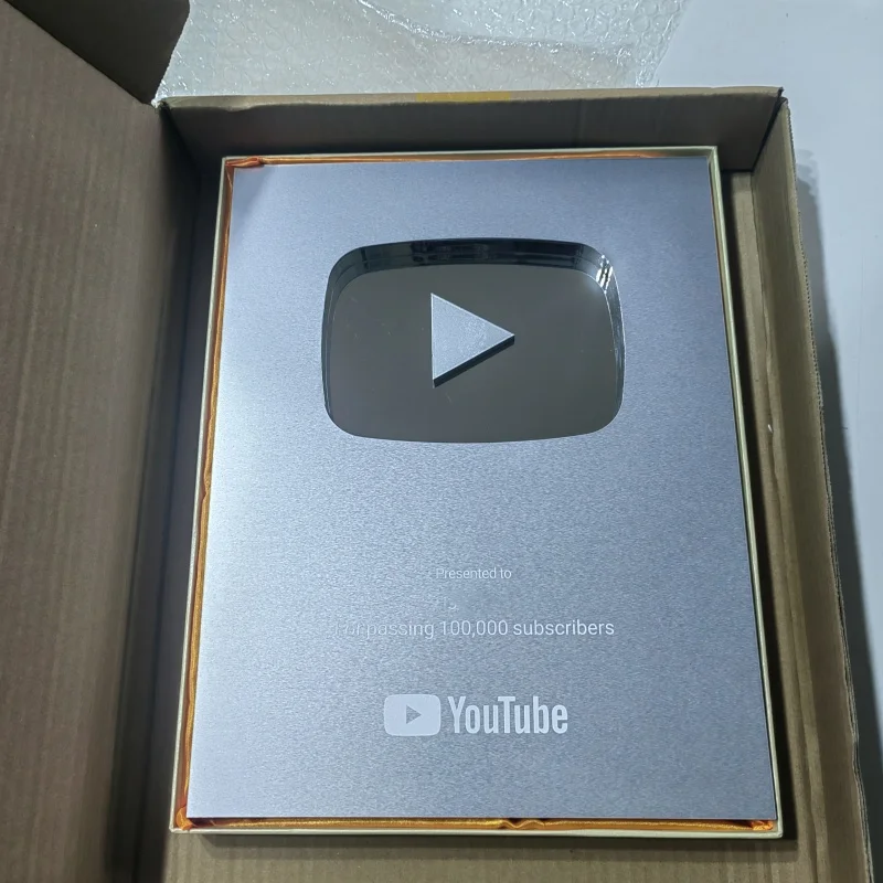 YouTube Play Button Prata Ouro Medalha YouTube Decoração de Parede Internet Celebridade