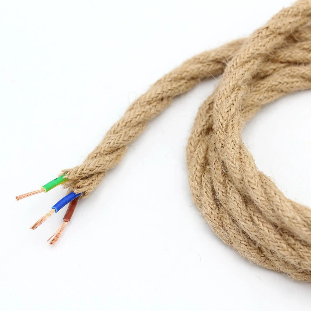 250V 3 Core Vintage Hemp Rope Lamp Cord Jute Rope Twisted Cable Flex Electric Wire For DIY Retro Light Bar Decor