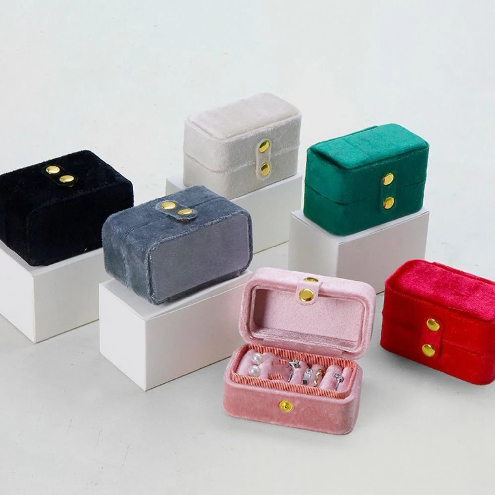 

Retro Velvet Ring Box Ear Studs Case Exquisite Mini Ring Storage Box Jewlery Organizer Ring Earring Holder Jewelry Storage Box