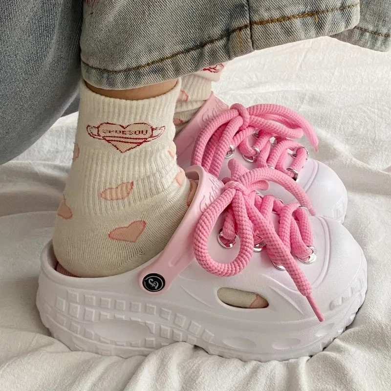 รองเท้าแตะสตรี 2025 รองเท้าผู้หญิงใหม่ด้านหน้า LACE-up แฟชั่นปิดนิ้วเท้า PLUS ขนาดชายหาดผู้ขายที่ดีที่สุดแพลตฟอร์มรองเท้าแตะ zapatos