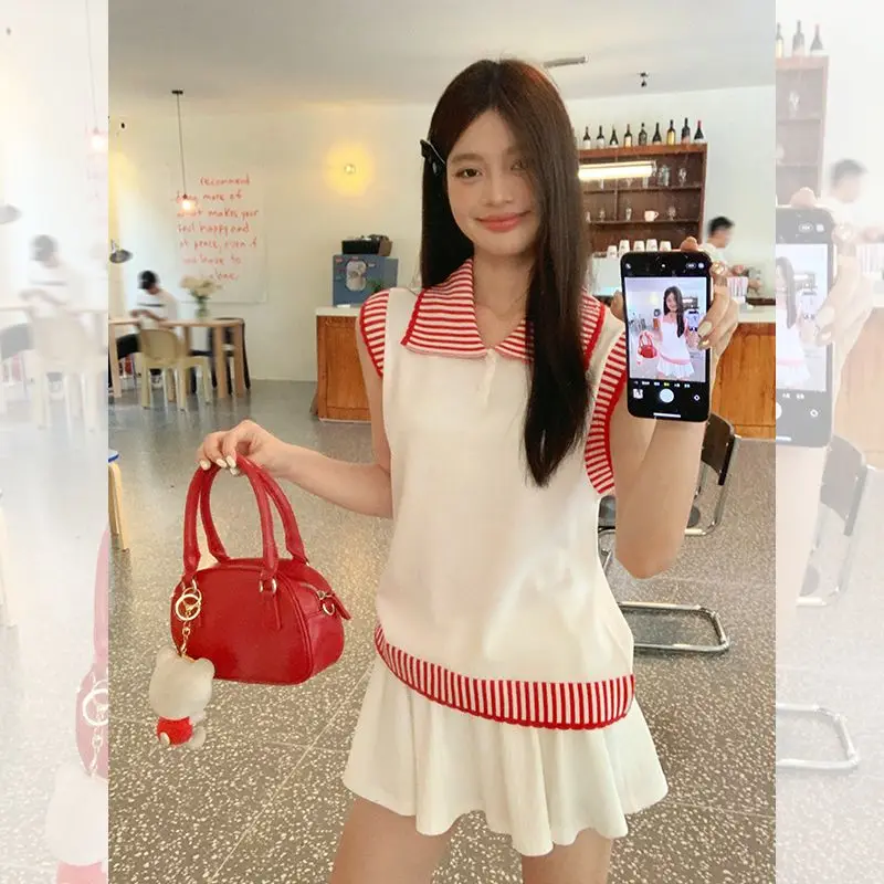 White Skirt Women's Summer New Pleated Versatile Short Skirt