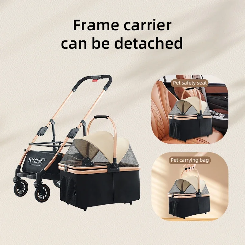 Wholesale customization Pet Stroller Cat/Dog Luxury Folding Four Wheels Pet Dog Cat Stroller