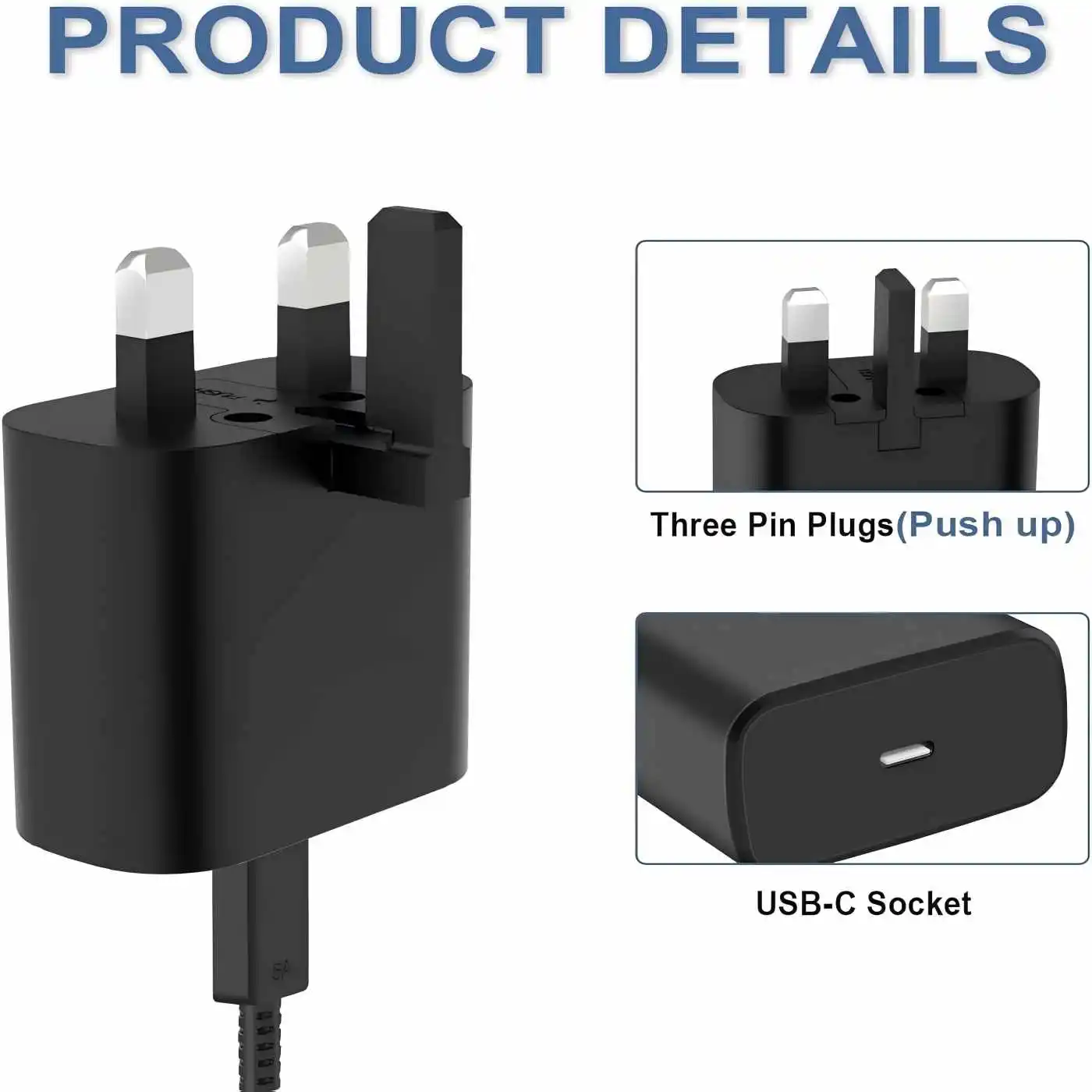 كابل USBC إلى USBC بطول 6 أقدام مع مجموعة شاحن توصيل المملكة المتحدة بقدرة 25 وات، شاحن سريع للغاية لهاتف سامسونج