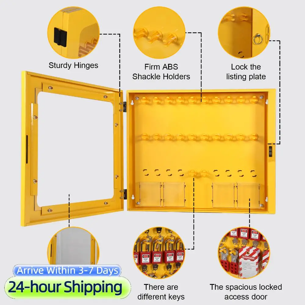

Набор для блокировки оборудования: 20 замков безопасности, 6 защелок, 60 бирок, станция для блокировки и маркировки (LOTO) для электромонтажных работ