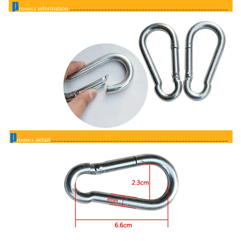 1 peça 304 aço inoxidável multifuncional mola mosquetão gancho de anel de bloqueio de ligação rápida