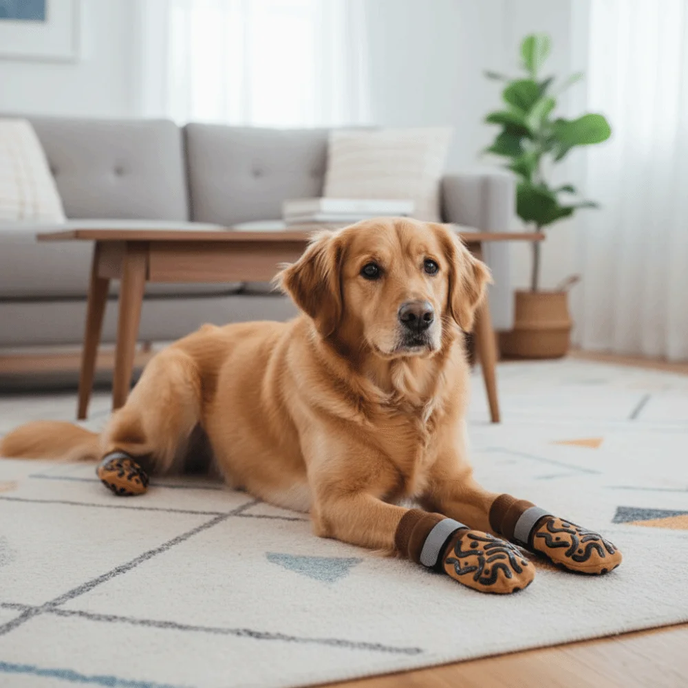 

4pcs/set Waterproof Anti-Slip Dog Socks Anti-Scratch Adjustable Dog Shoes Breathable reflective Dog Boots Floor Protection