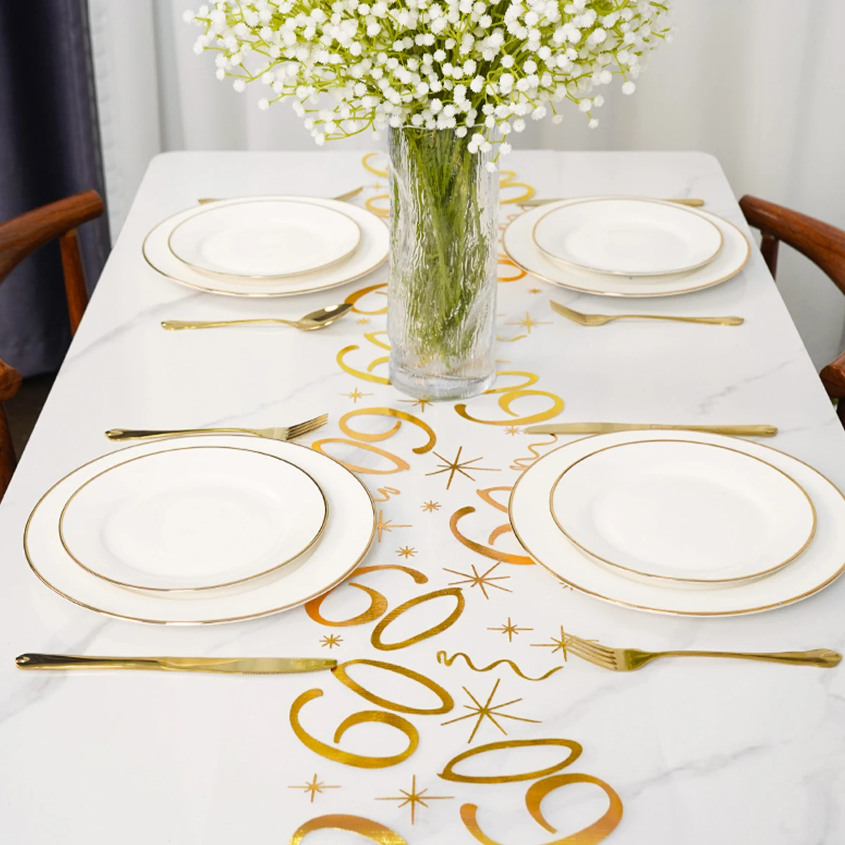 Happy Birthday Table Runner 50 60th Table Cover Happy Birthday Party Decor Adults Home Birthday Favors Gifts Party Supplies