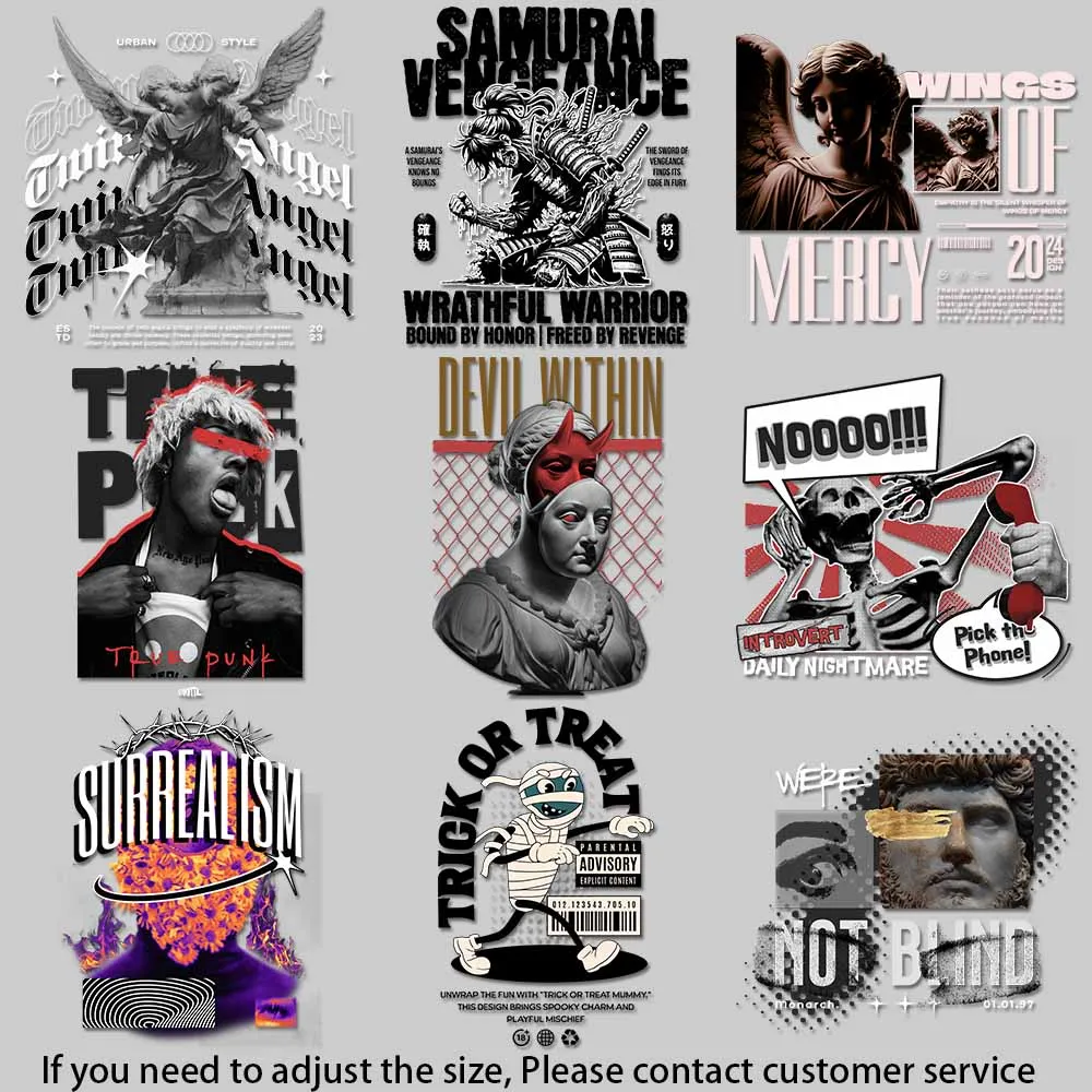 Statue Abstract Art  Creative Art Street Punk Graphics Clothing Thermoadhesive Patches Trendy Clothing Graphics DIY