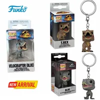 FUNKO POP Keychain Toy Jurassic World T.REX VELOCIRAPTOR BLUE Vinyl Figure Pocket Pop Keychain Collection Pendants Gifts Toys