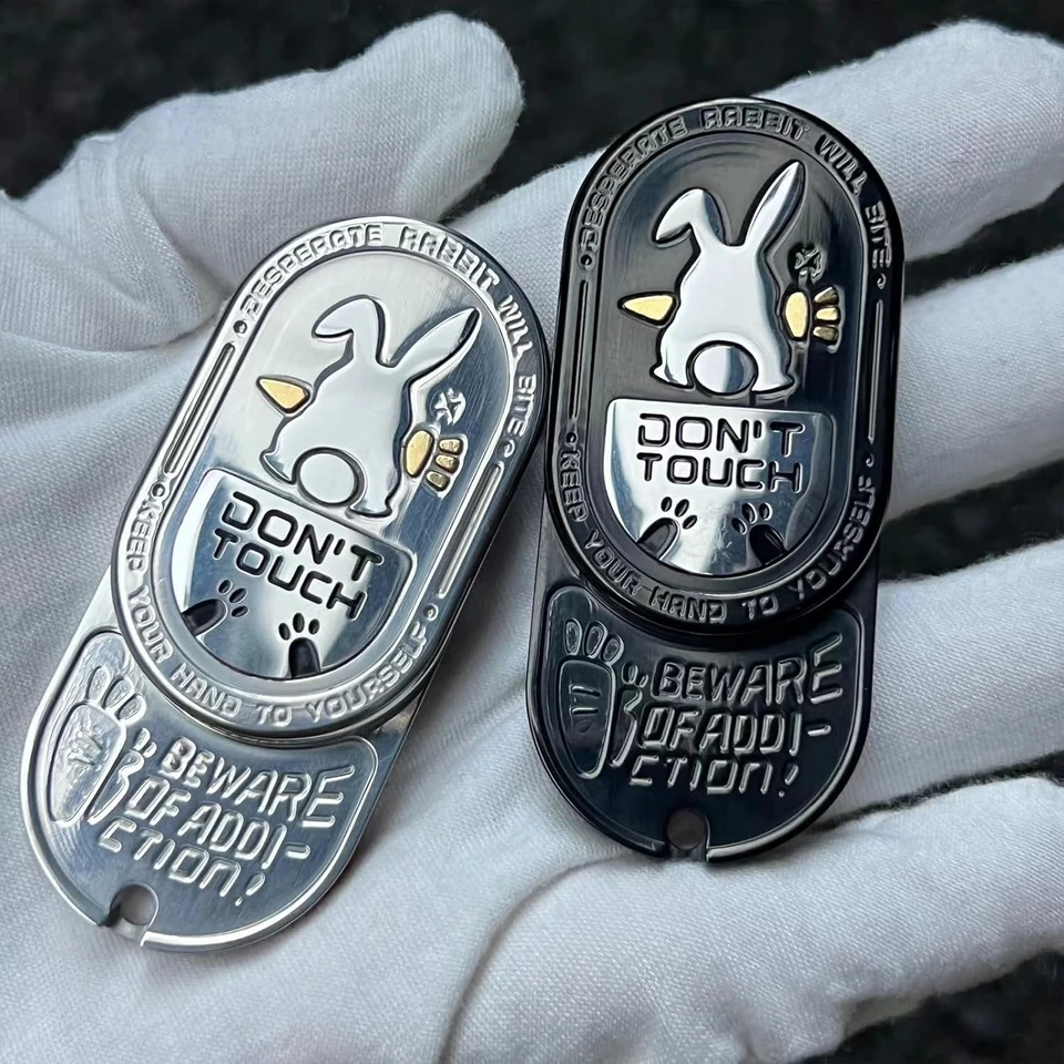 EDC ドントタッチウサギフィジェットスライダー触覚コイン無限回転