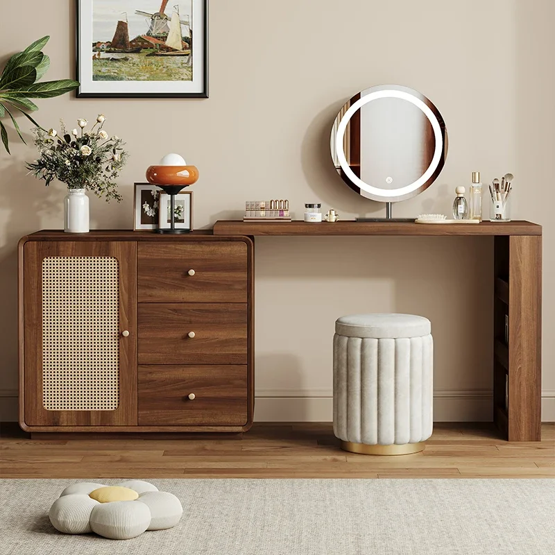 

chest integrated dresser bedroom modern simple solid wood frame master makeup table small apartment 2024 new storage