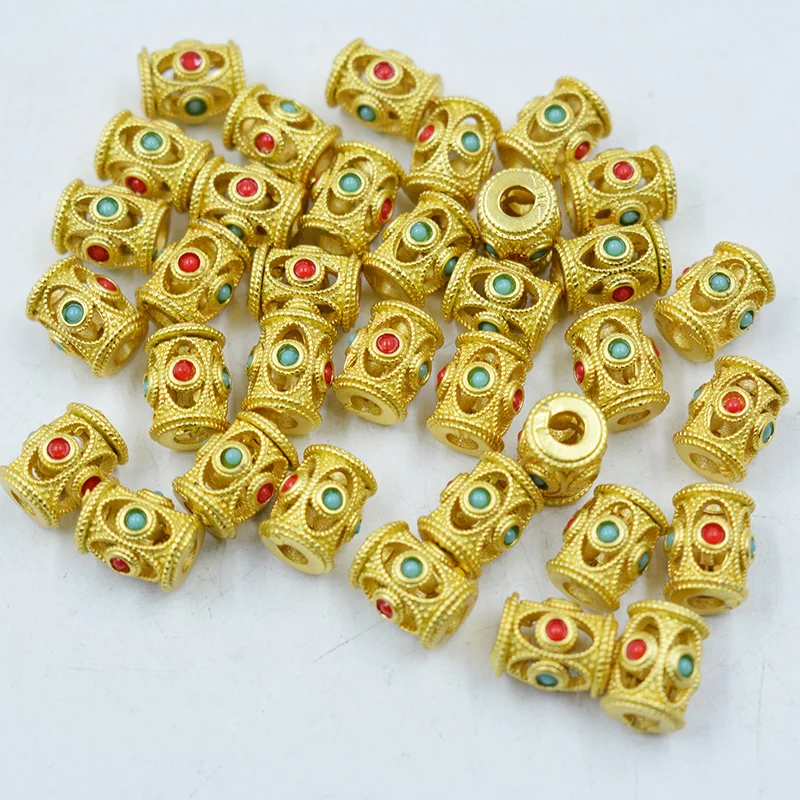 100PCS 9X10MM hole 2.5MM high quality Nepal hand inlaid loose beads. DIY Bracelet Necklace Accessories Never Faded