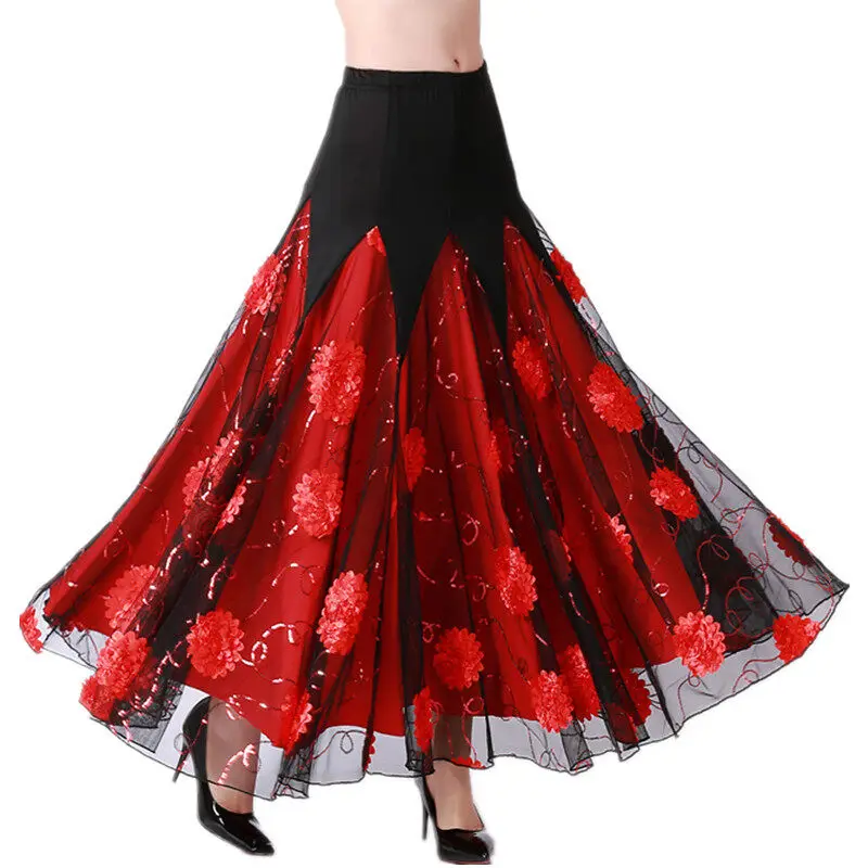 Womens Modern dance skirt show ballroom dance swing skirt dance skirt waltz