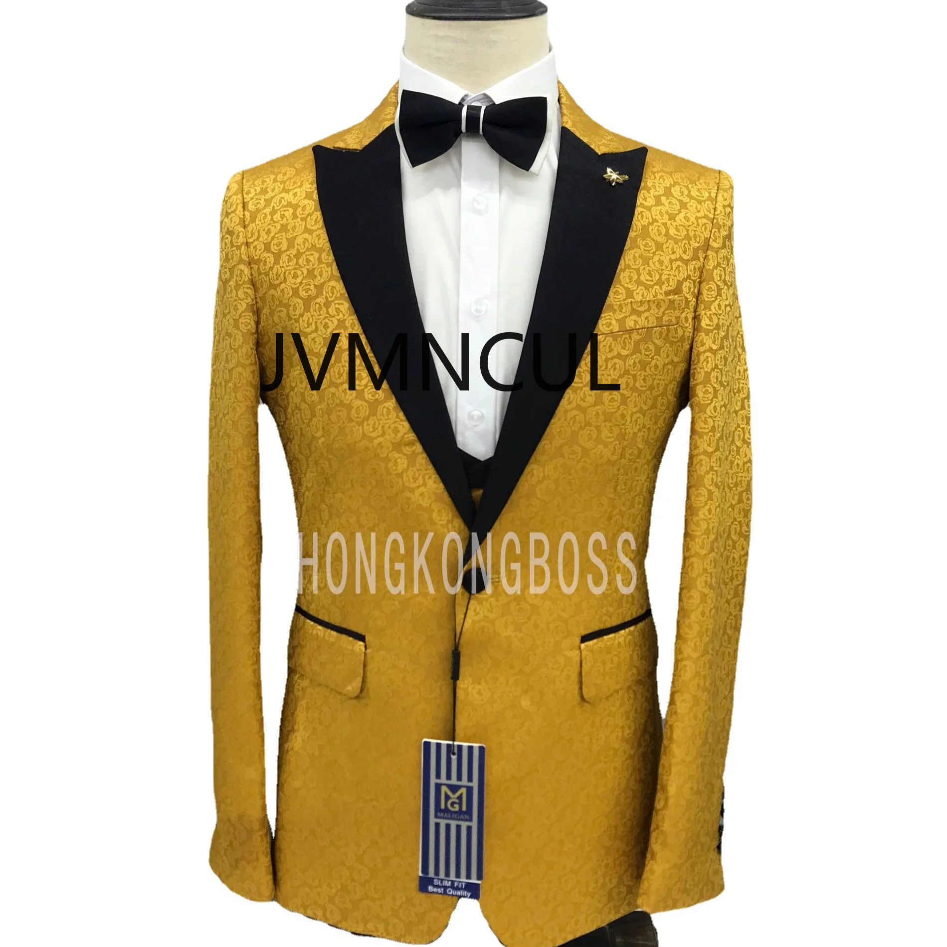 

Summer Men's Formal Suit Set with Embossed Lapel Three-piece Set Wedding Groomsman Suit Boys Wedding Business Suit Party Suit