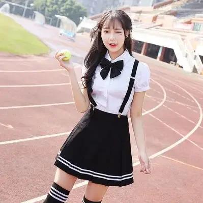 Summer Gril JK Uniforme scolastica Stile britannico Senior Middle School Gonna con bretelle Giovani ragazze