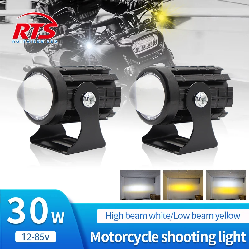 Reflektor LED motocyklowy Mini światło drogowe uniwersalne dwukolorowe reflektory motocyklowe przyczepa terenowa akcesoria Moto