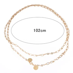 Fashionable Women's Mini Metal Dress Waist Chain Belt Sequins All Match Casual Elegant Clothing Thin Chain Belt
