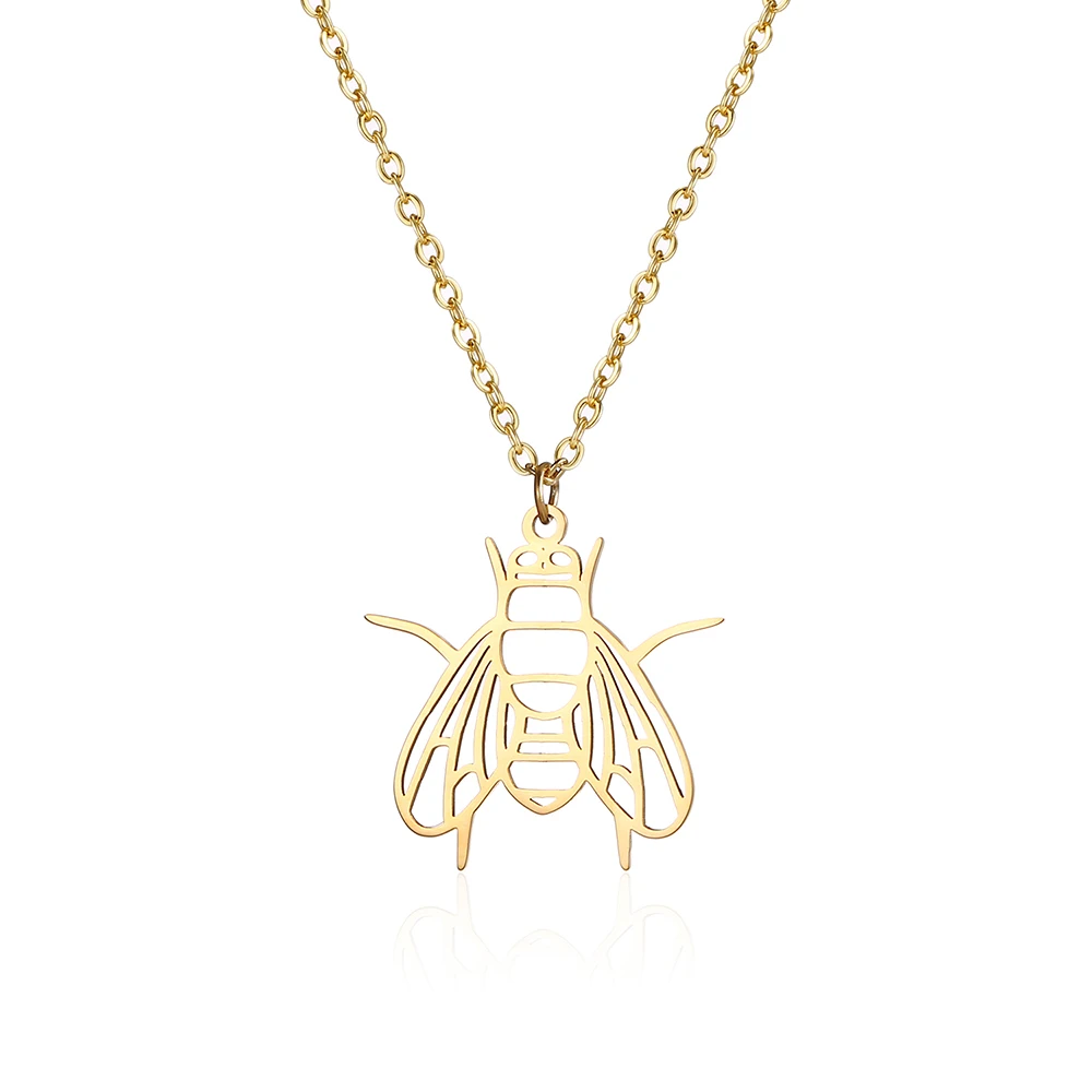 Stainless Steel Fly Insect Mosquito Fashion Trend Pendant Necklace Jewelry Gift For Women