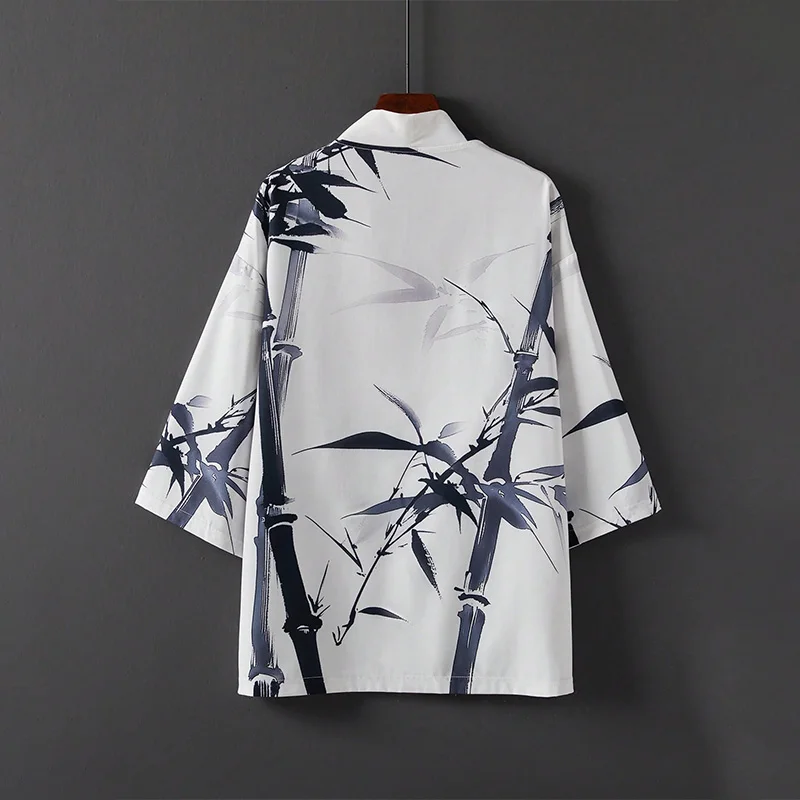 

Chinese-Style Retro Loose-Fitting Modernized Hanfu Bamboo Print Kimono Cardigan Summer Beach Vacation Swimsuit Cover-Up One-Piece Robe