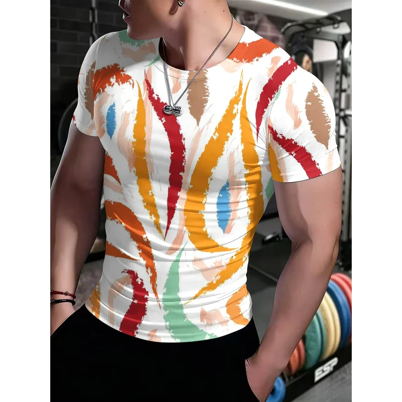 Men's High-Elasticity Fitness Short Sleeve ShirtTShirt3DPrinted tight-fitting quick-dry sports top