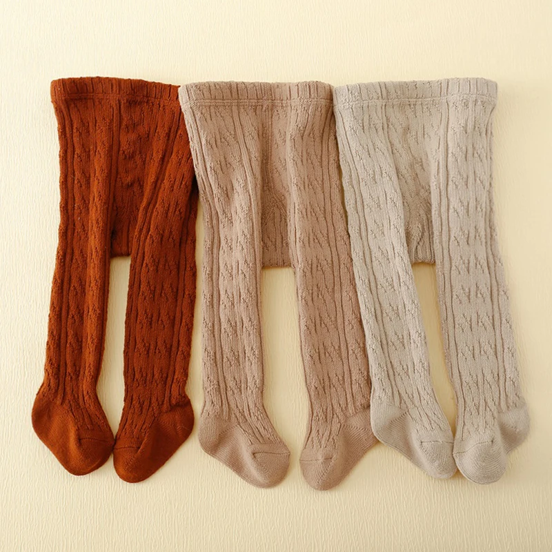 

Kids Winter Tights Autumn Winter Boys Girl Knitted Leggings Elastic Band Solid Color Pantyhose Socks