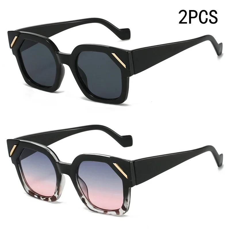 

2PCS New Women's Simple Polygonal Sunglasses Women's Cat Eyes Sunglasses Trendy Personalized Street Photo Sunglasses M6253