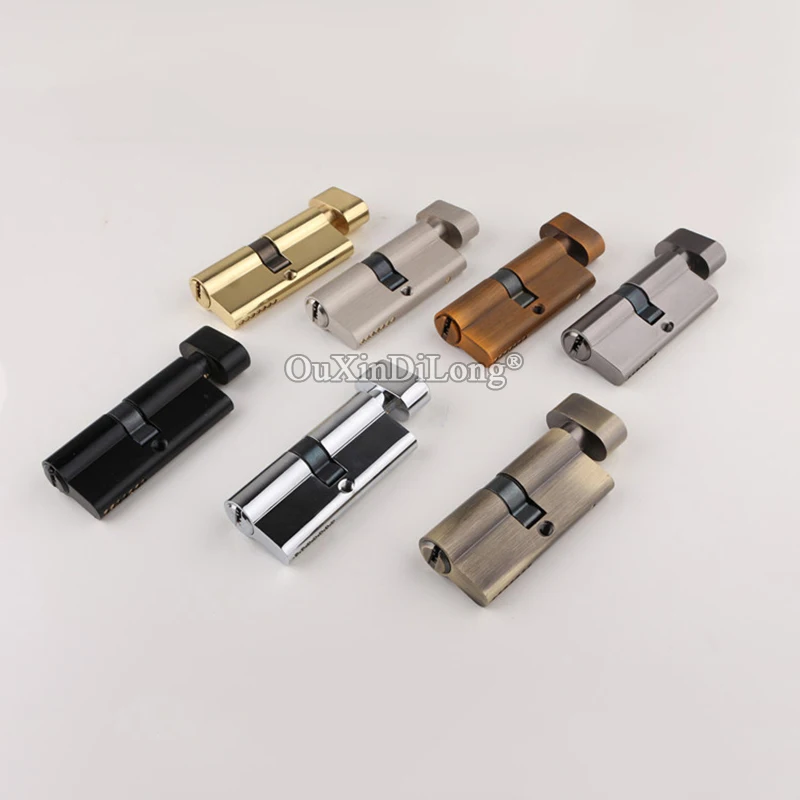 High Quality 2PCS Brass European Mortise Door Lock Cylinder Core Lock Gall Repair Parts With Keys / No Key 7 Colors for Choose