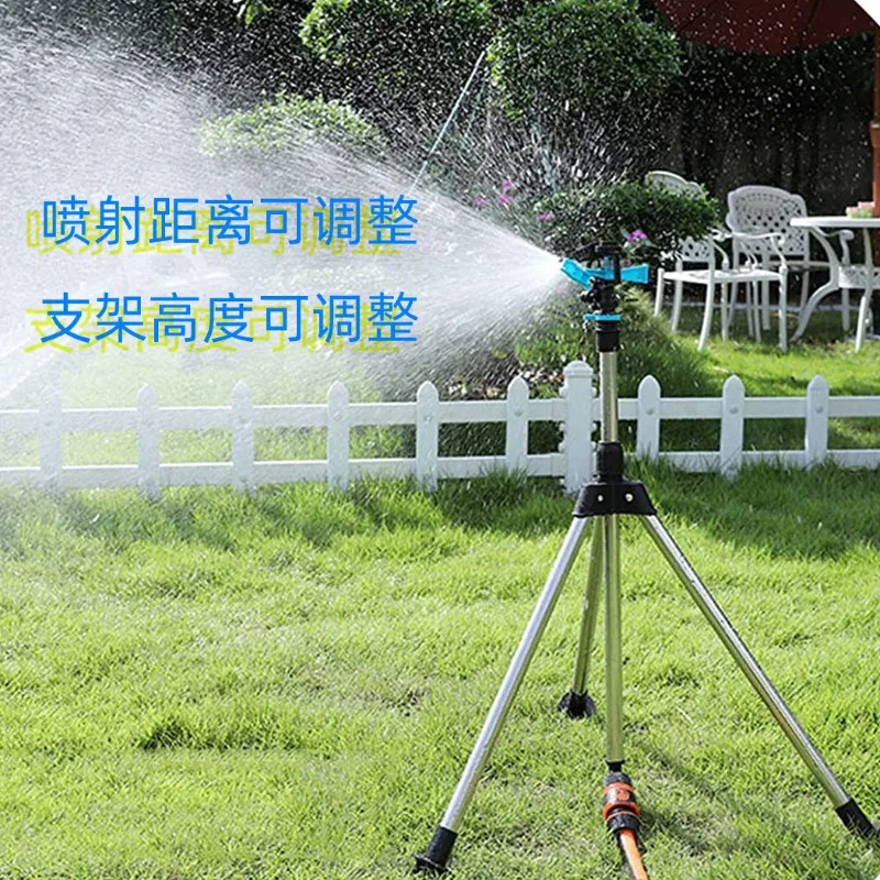 4-point garden irrigation rotary arm sprinkler, tripod, horticultural tool, triangular bracket