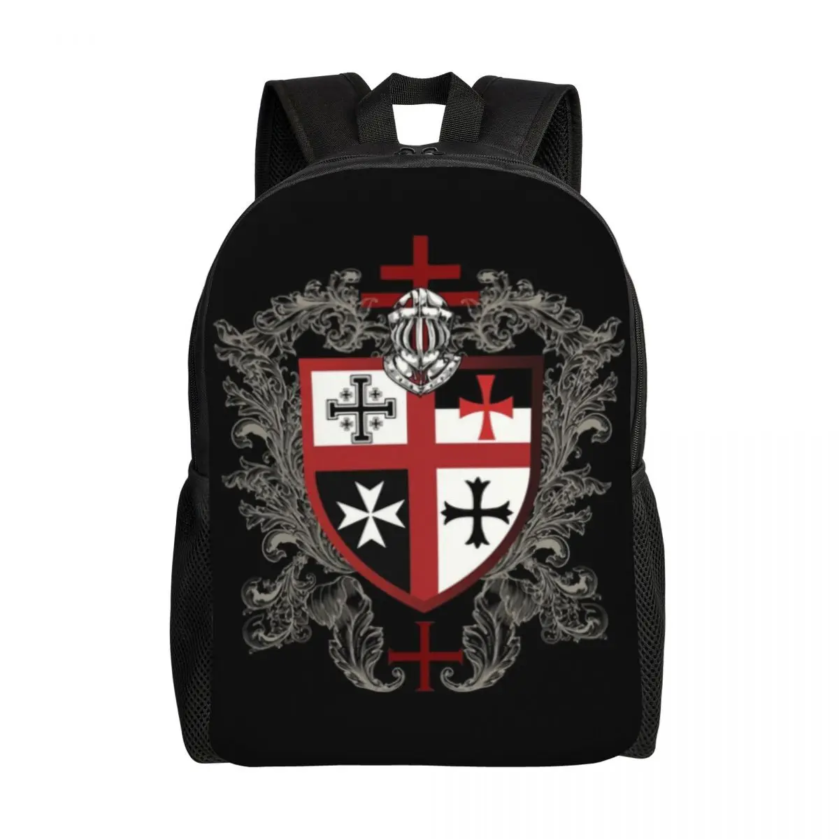 Customized Knights Templar Cross Shield Backpack Waterproof School College Medieval Emblem Secret Order Bag Printing Bookbags