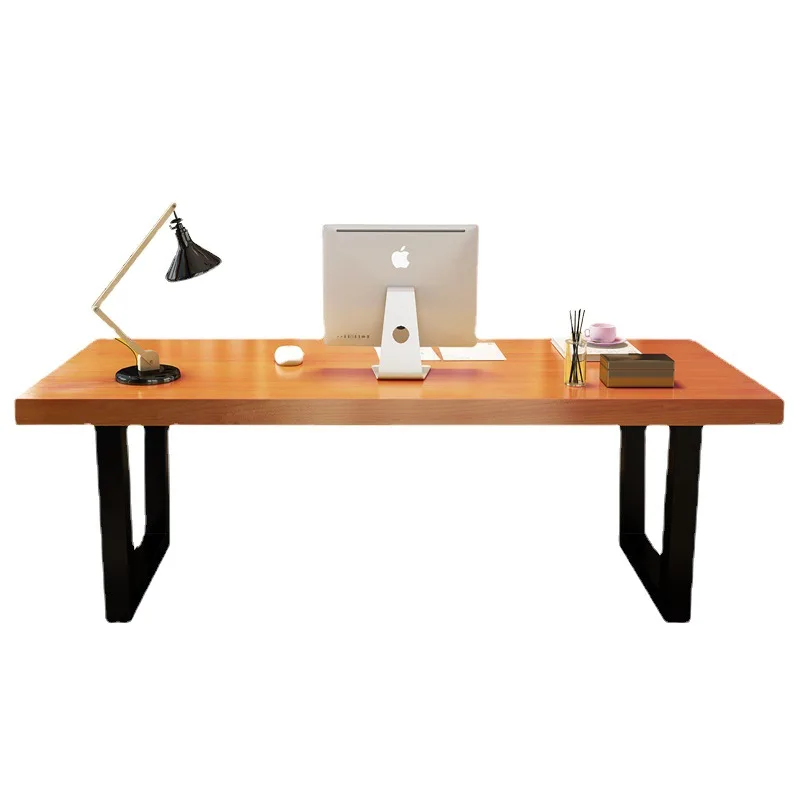 

Nordic household solid wood wrought iron desk, household small apartment single-person writing desk