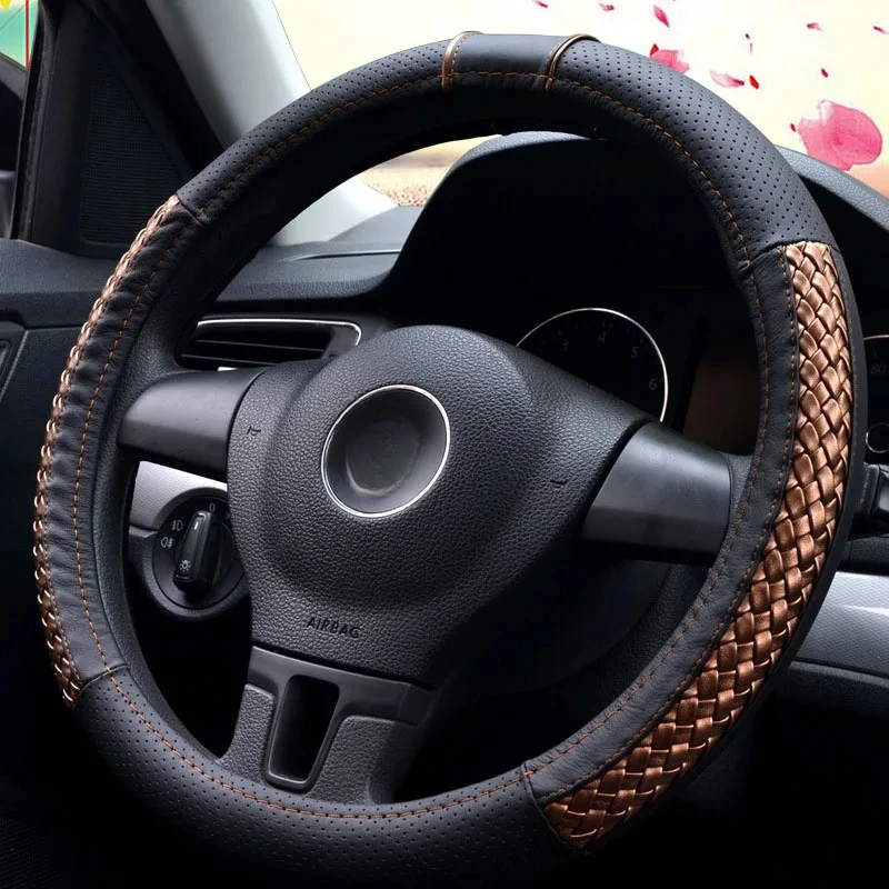 Car Steering Wheel Cover Universal Braid Cover on Steering Wheel Diameter 37 38cm for Bmw Audi Toyota Ford Mazda honda kia