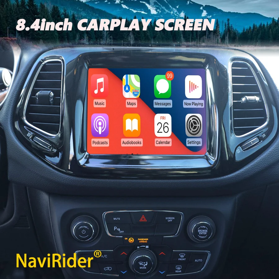 8.4inch Qled Screen Android 14 Carplay For Jeep Compass 2017 2018 2019 Car Radio Multimedia Video Player GPS Navigation Stereo