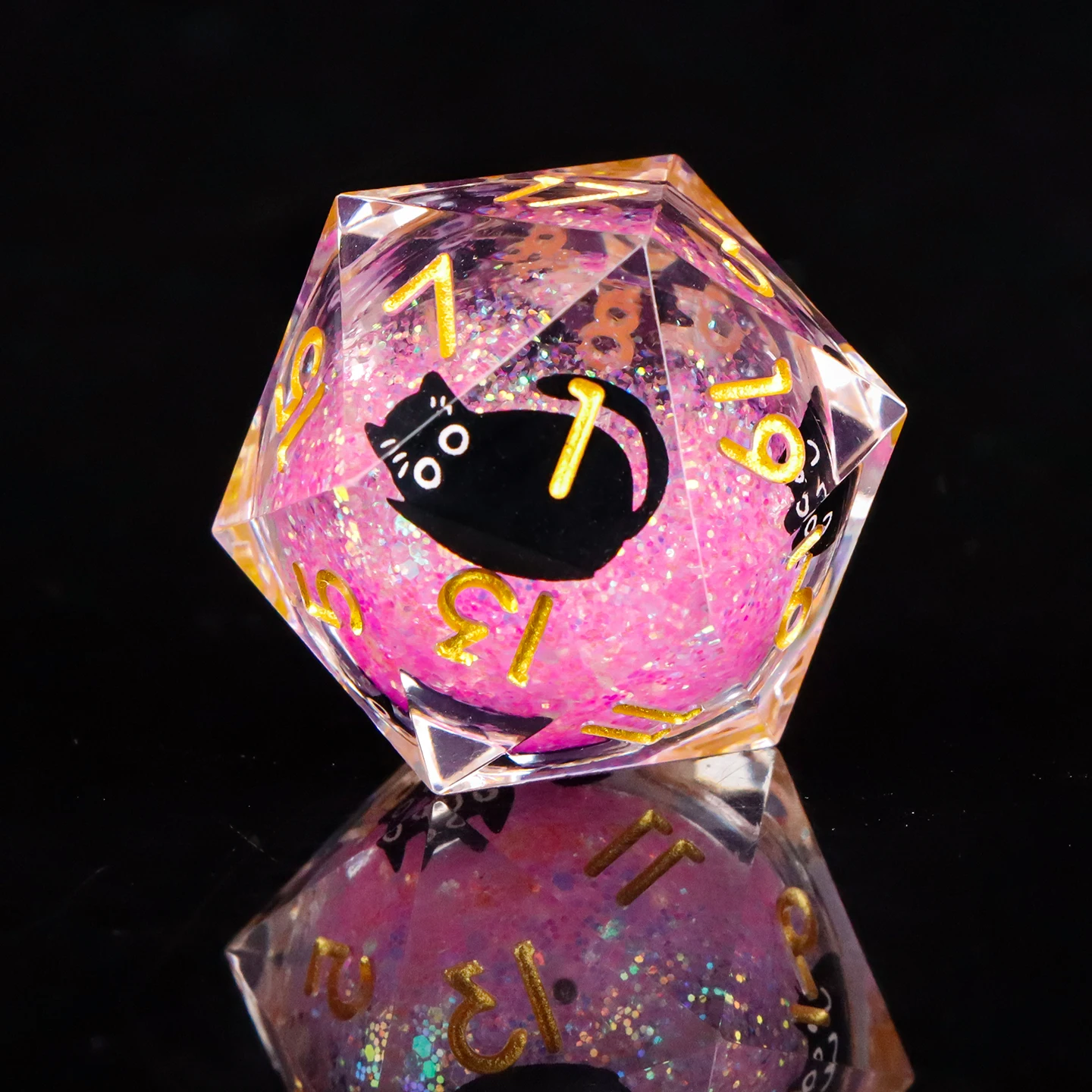

Набор костей Galaxy Cat для Dungeons And Dragons, жидкий сердечник, острый край, смола DND Cat D&D Dice D And D D D20 Dice