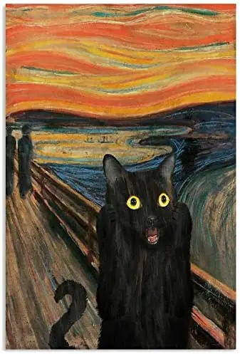 d1,The Scream Cat Tin Sign Retro Kitchen Restaurant Farm Bathroom People Cave Farm Wall Decoration Iron Metal Plate