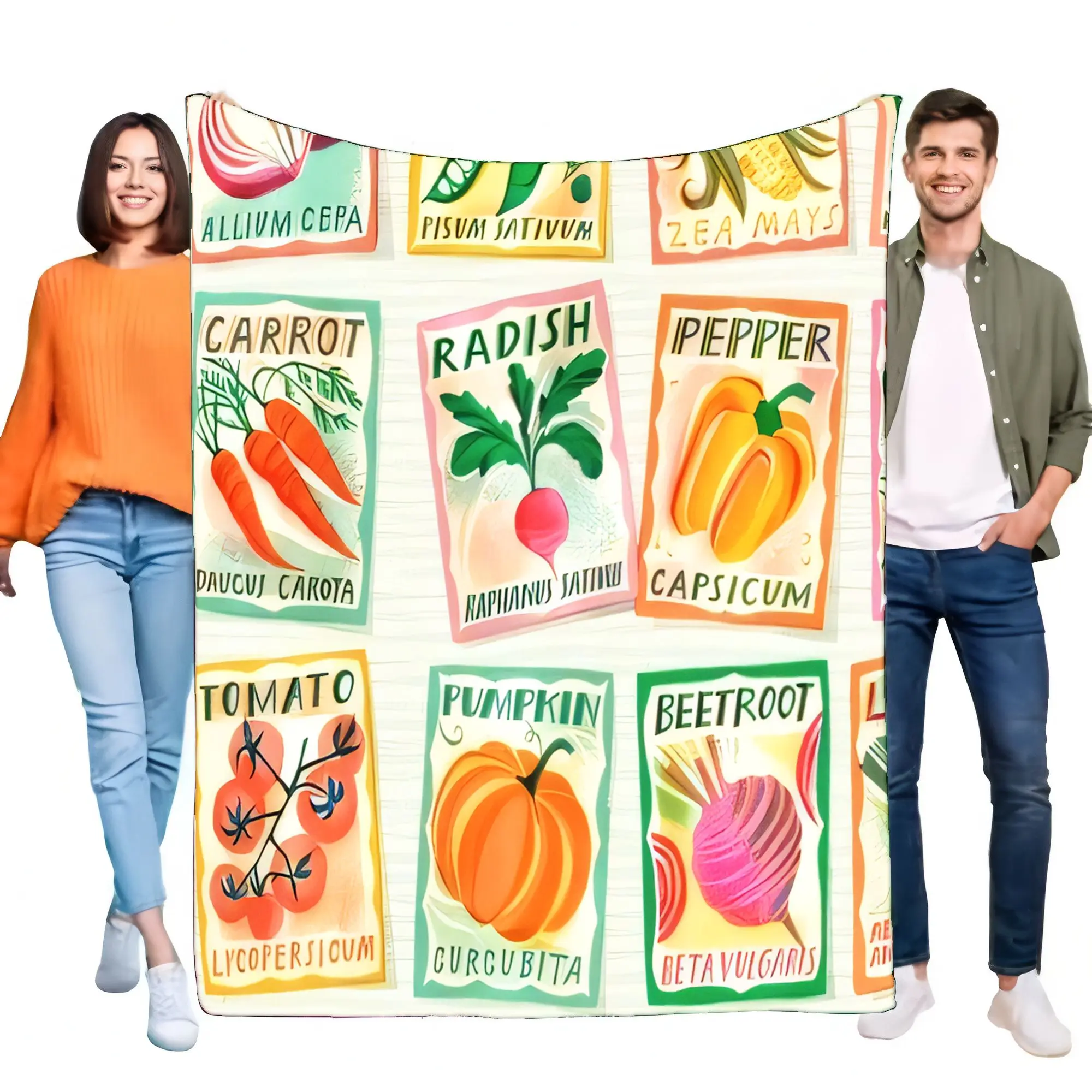 Vintage Vegetable Garden Blanket Soft Plush Throw for Home Décor, Cozy Bed Sofa Cover, Unique Gift for Gardening Enthusiasts, Bo