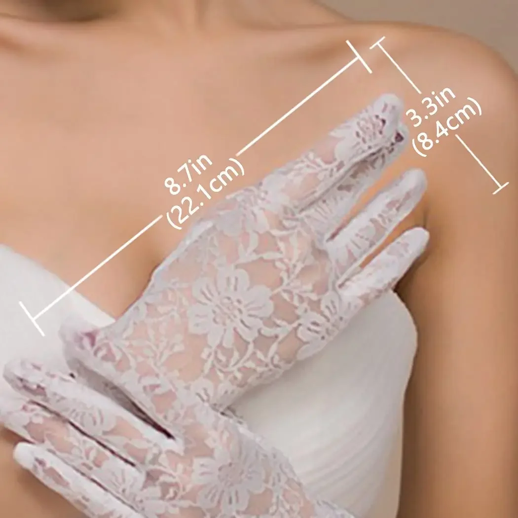 Waist Length Full Fingers Lace Gloves Wedding  Bridal  Gloves Short Party Prom Costume Glove Accessories For Women