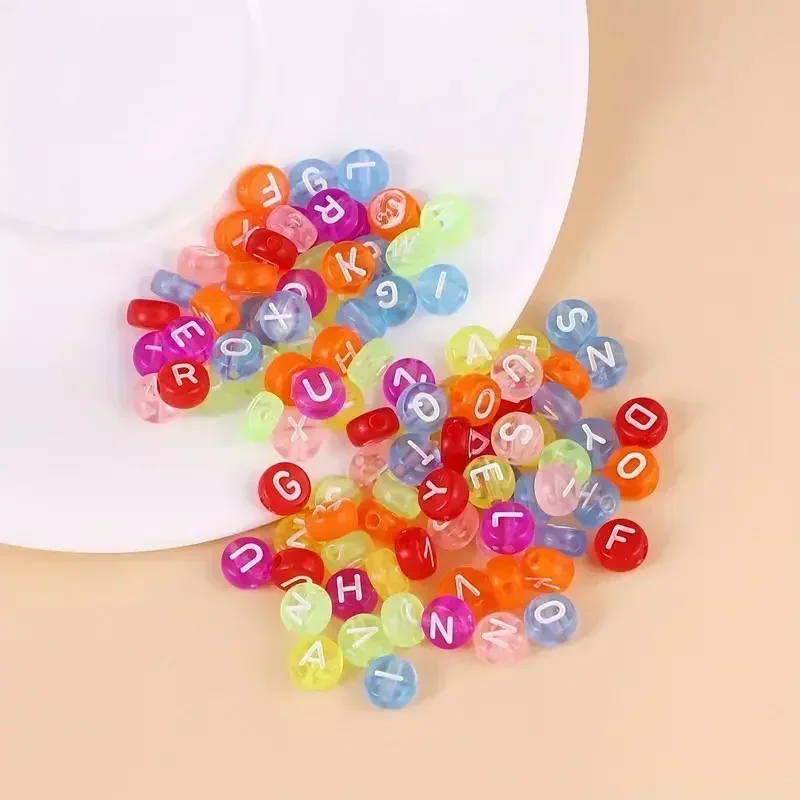 100-500 قطعة الاكريليك الملونة شفافة رسالة الخرز جولة الأبجدية الخرز لصنع المجوهرات عقد دي اي واي سوار إكسسوارات