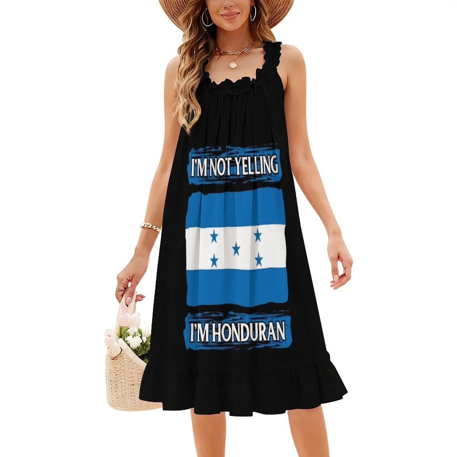 أنا لا أصرخ أنا هندوران هدية مضحكة فستان بوهيمي بدون أكمام متعدد الطباعة شاطئ عطلة فستان الحفلات هندوراس #4